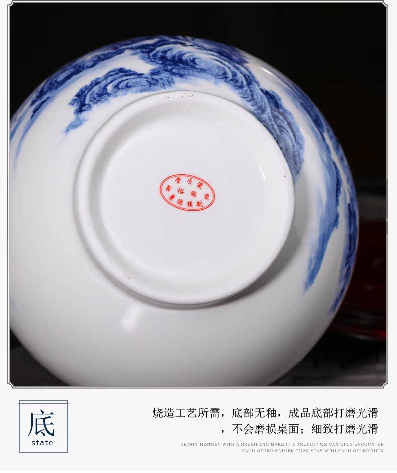 Jingdezhen ceramics landscape painting the blue and white porcelain vase furnishing articles sitting room TV ark, antique flower arranging household act the role ofing is tasted