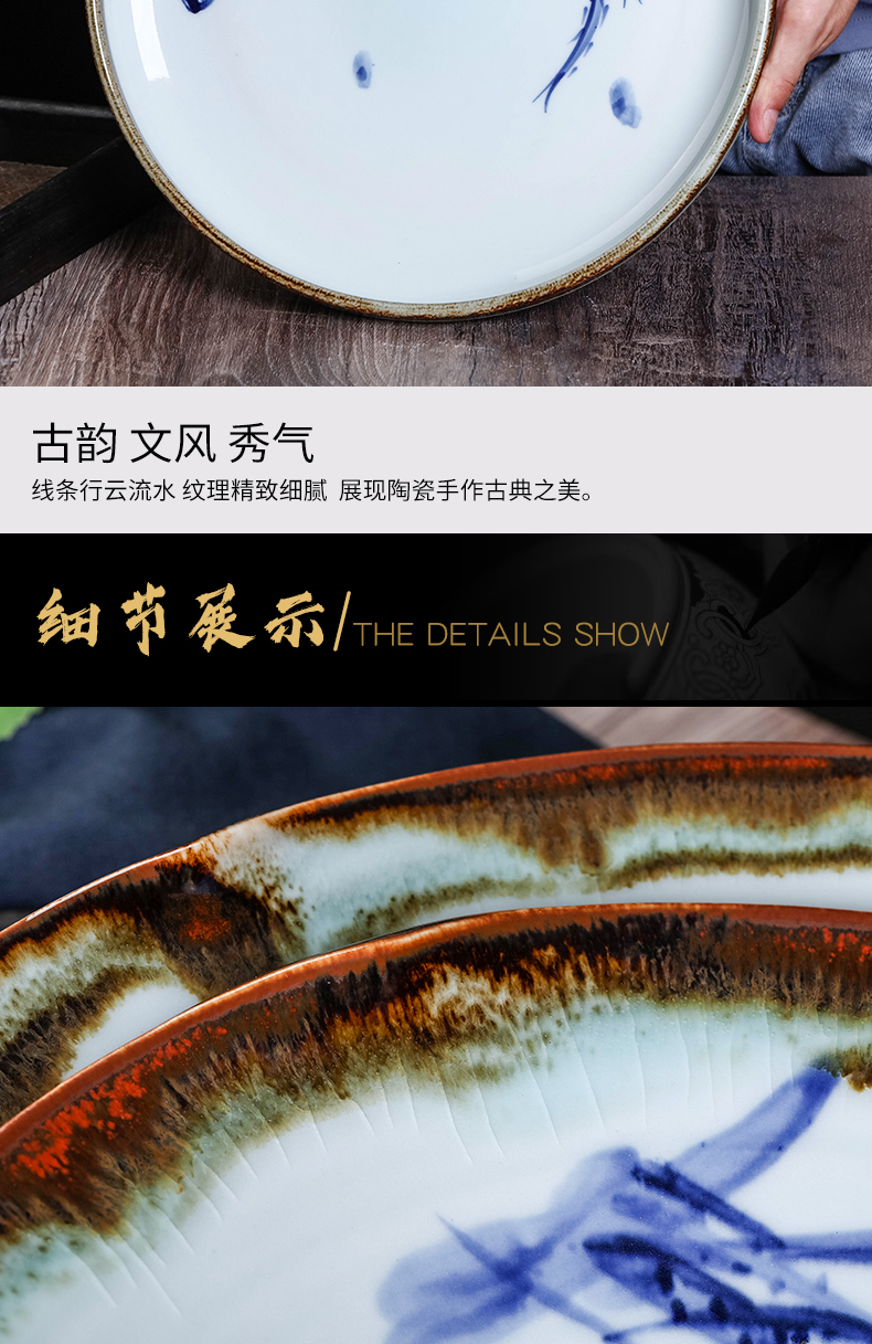 Jingdezhen ceramics hand - made of new Chinese style restoring ancient ways move dry fruit bowl tea fruit tray snack dish of tea table