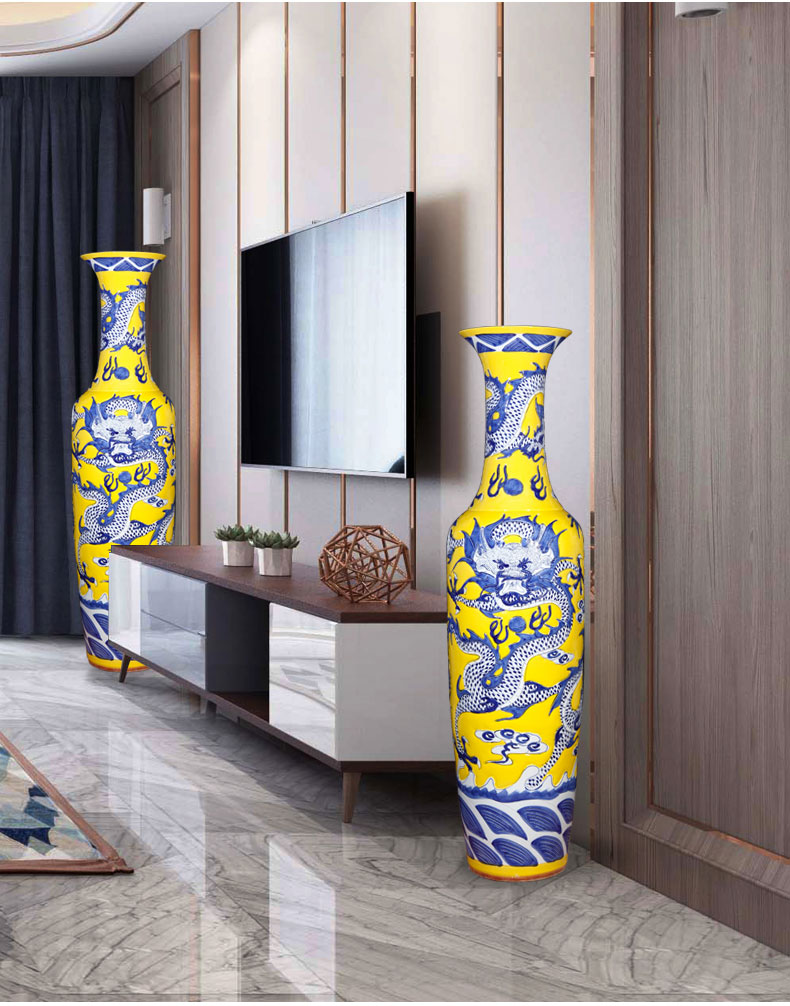 Jingdezhen ceramics hand - made dragon large vases, home decoration villa, the opened the feel of the hotel lobby