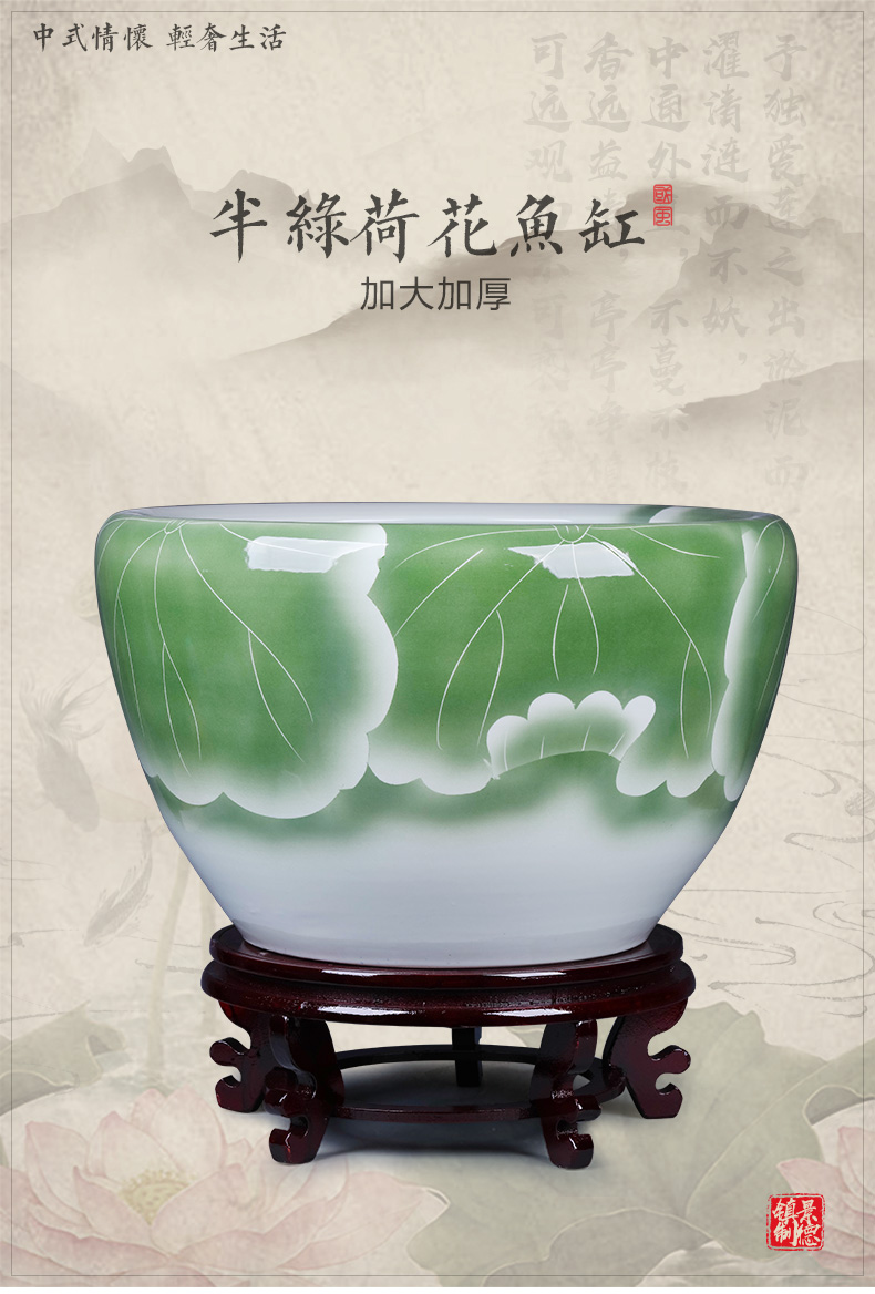 Jingdezhen ceramic landing goldfish bowl basin water lily tortoise cylinder fish bowl lotus refers to potted oversized living room