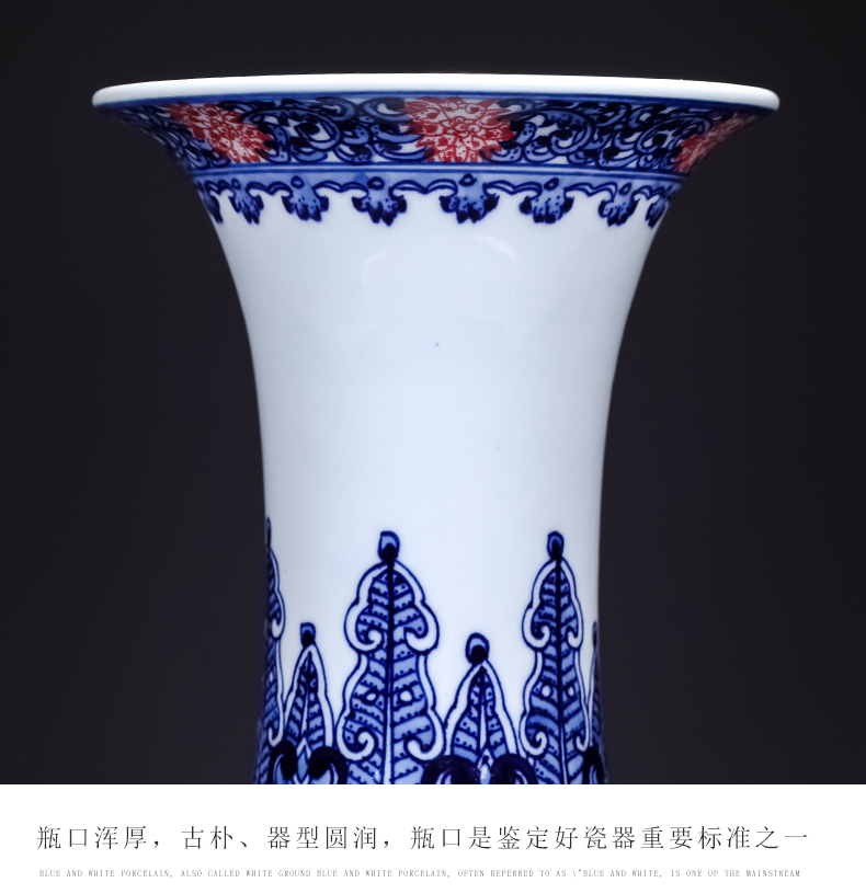 Jingdezhen ceramics imitation qianlong hand - made archaize blue and white porcelain vases, flower arranging new Chinese style living room decorations furnishing articles