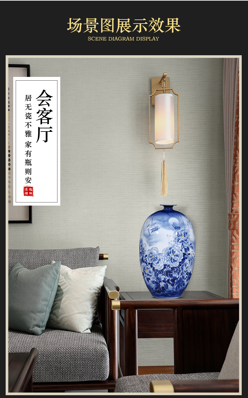 Jingdezhen ceramics hand - made archaize Angle of furnishing articles of Chinese style living room what large blue and white porcelain vase office decoration