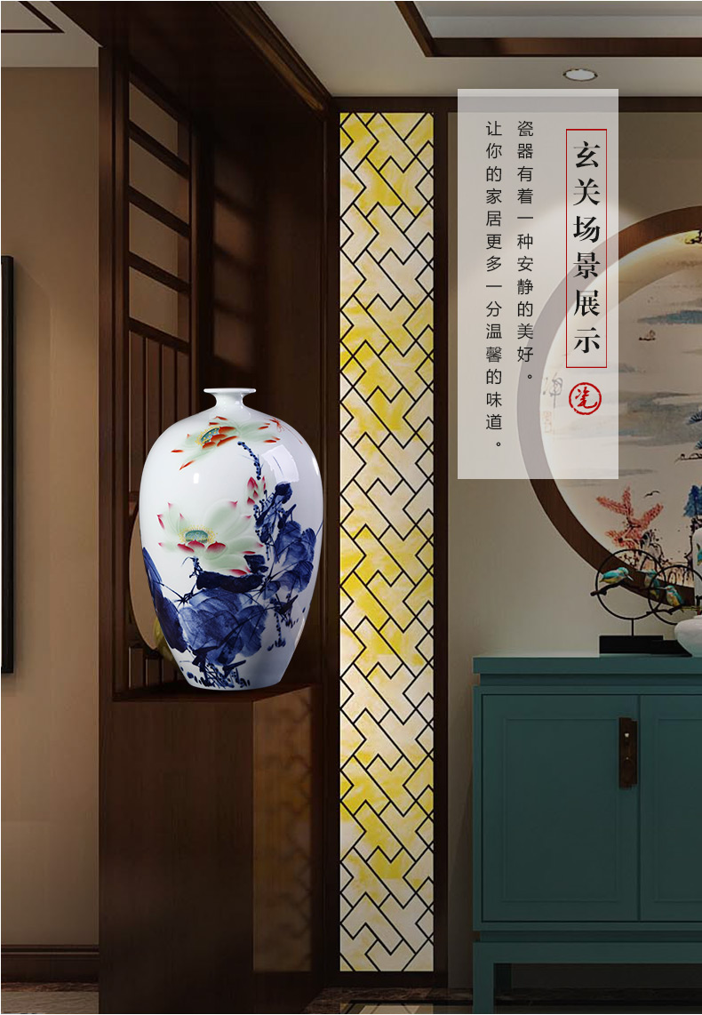 Jingdezhen porcelain ceramics celebrity virtuosi lotus "rhyme" hand - made big vase landed sitting room adornment ornament