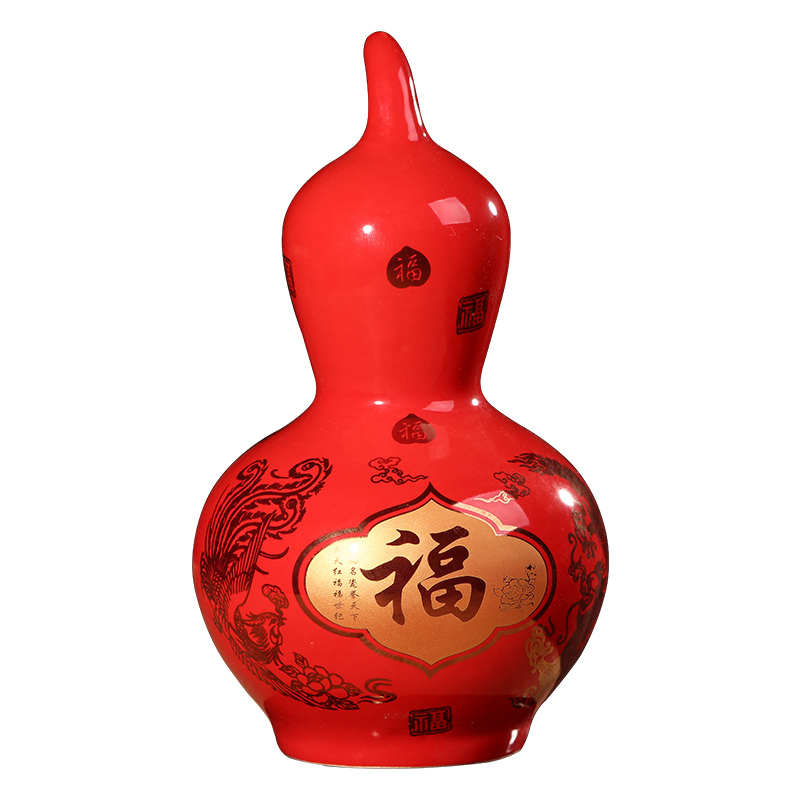 Jingdezhen ceramics China red paint in extremely good fortune everyone lucky gourd vases and classical furnishing articles in the living room