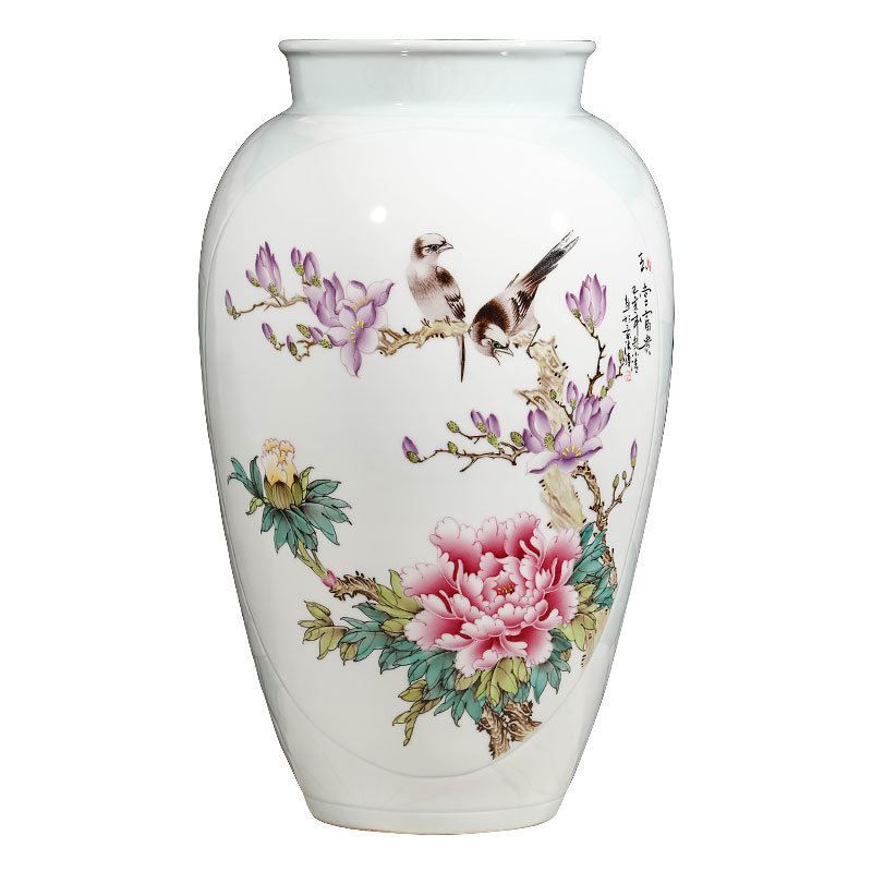 Jingdezhen ceramics famous hand - made enamel vase furnishing articles sitting room flower arranging Chinese style household decoration gifts