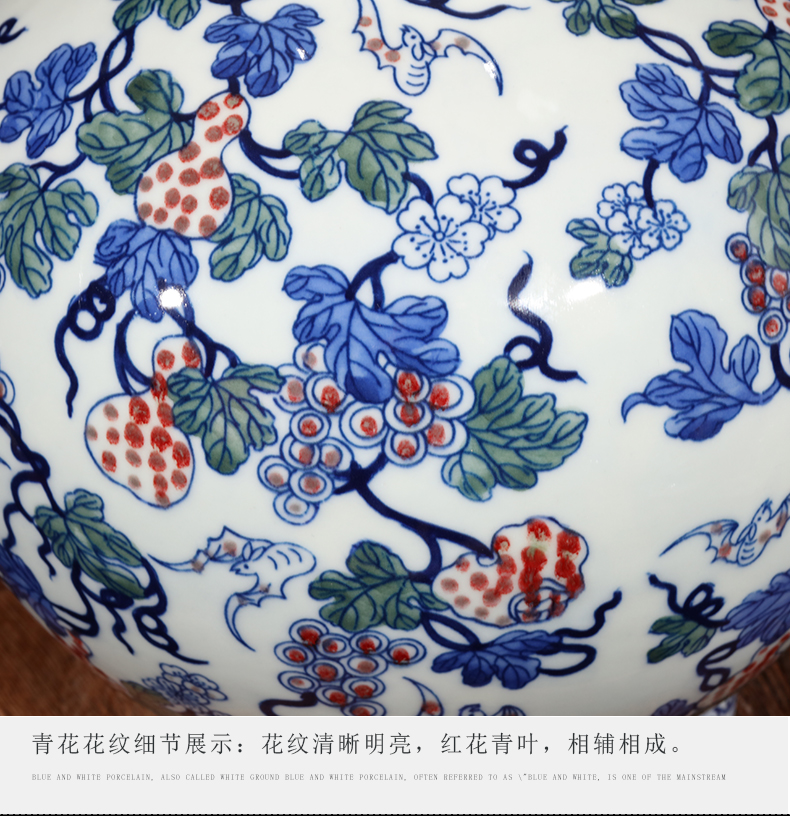 Jingdezhen ceramics hand - made antique blue and white porcelain live figure gourd vases, furnishing articles furnishing articles of Chinese style living room wine