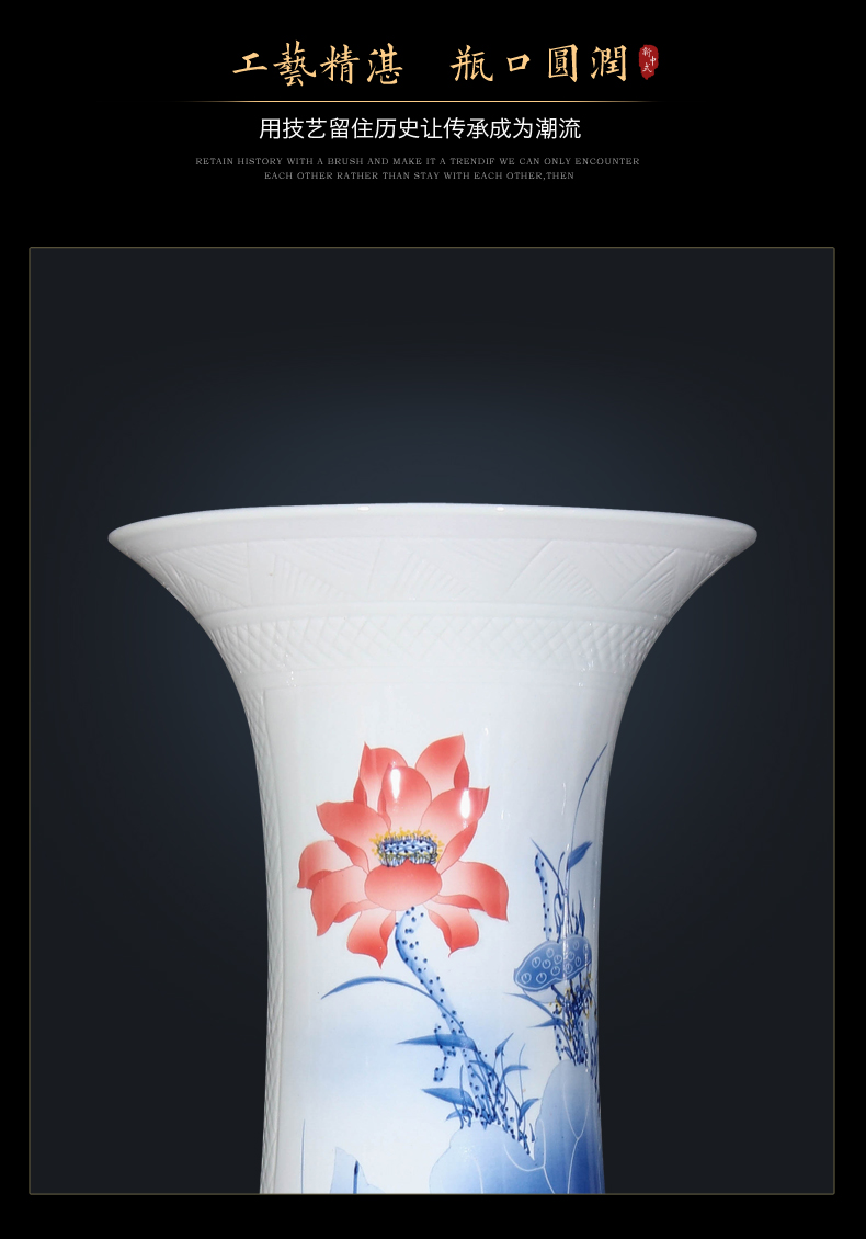 Jingdezhen blue and white porcelain hand - made ceramics of large vases, new Chinese style hotel furnishing articles to heavy large villa