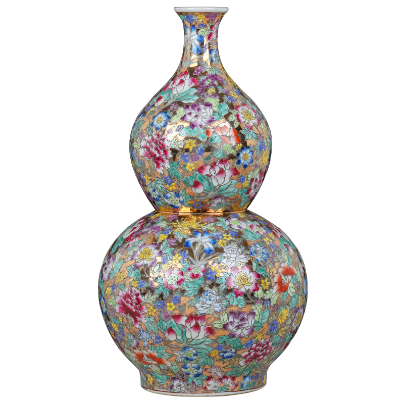 Archaize of jingdezhen ceramics colored enamel flower of large vases, Chinese style living room porch decoration furnishing articles