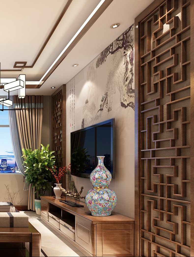 Archaize of jingdezhen ceramics colored enamel flower of large vases, Chinese style living room porch decoration furnishing articles