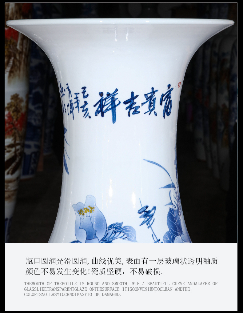 Jingdezhen ceramic hand - made archaize of large blue and white porcelain vase Chinese style adornment furnishing articles to heavy large living room