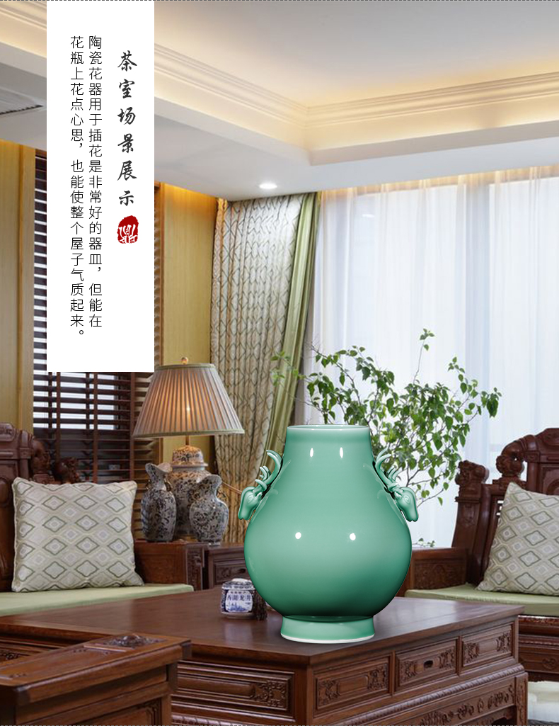 Jingdezhen ceramics creative shadow blue glaze ears vases, new Chinese style living room home wine ark, adornment furnishing articles