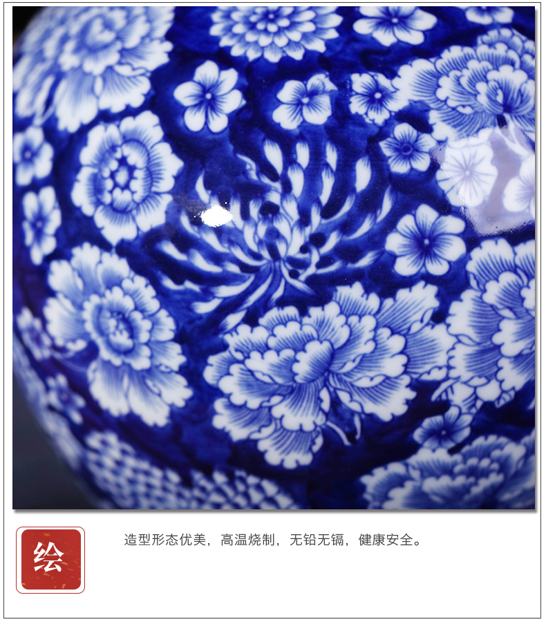 New Chinese style household jingdezhen ceramics antique blue and white porcelain vases, flower arrangement sitting room adornment handicraft furnishing articles