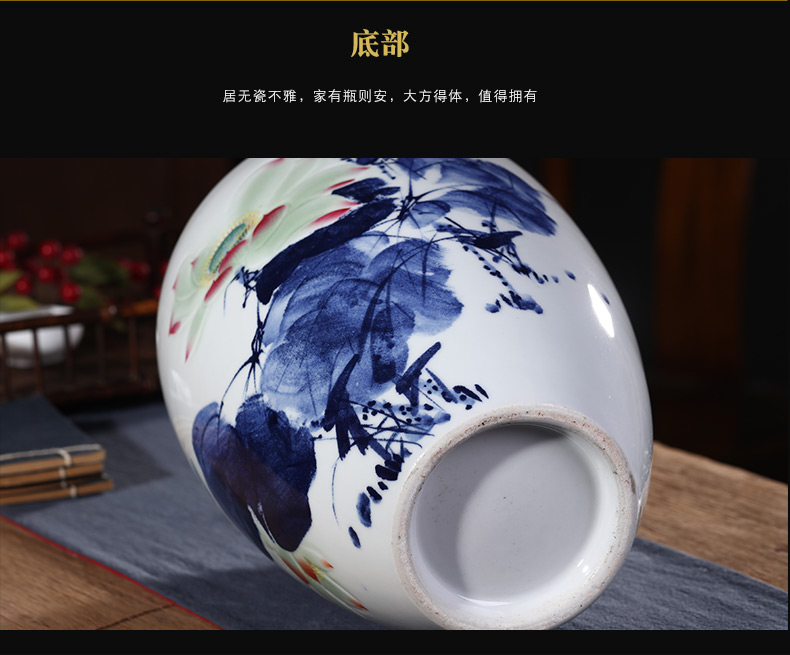 Jingdezhen porcelain ceramics celebrity virtuosi lotus "rhyme" hand - made big vase landed sitting room adornment ornament