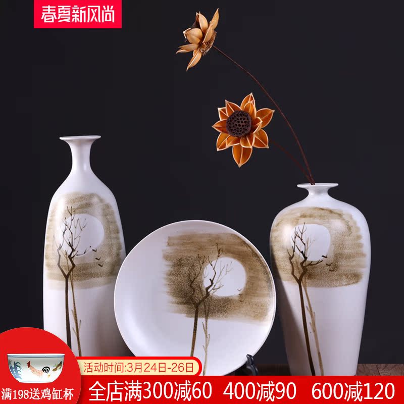 Modern new Chinese style is classic adornment teahouse zen furnishing articles ceramic vase in the sitting room porch dried flowers flower arrangement of jingdezhen