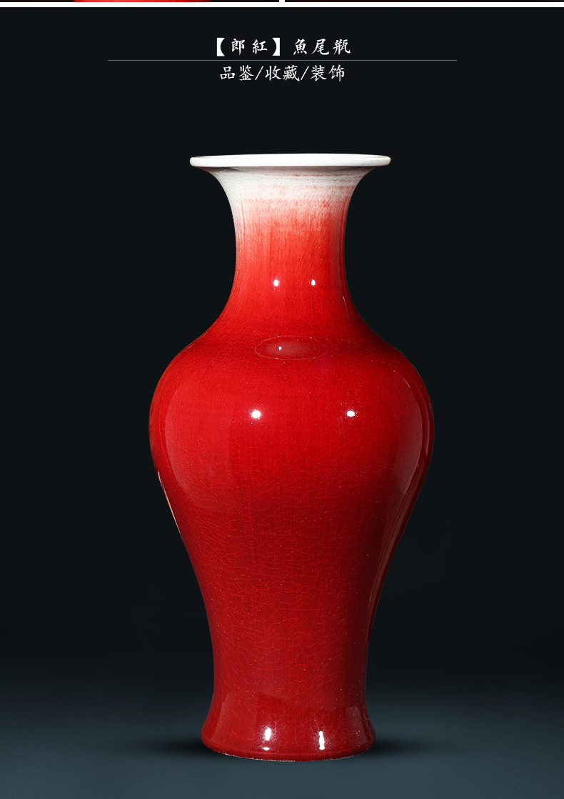 Jingdezhen ceramics ruby red large vase furnishing articles large Chinese antique porcelain home decoration in the living room