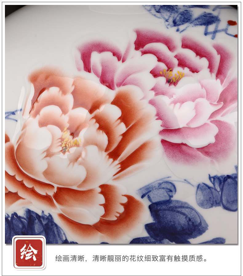 Jingdezhen ceramics masters hand made peony pomegranate vase Chinese style household adornment sitting room porch ark, furnishing articles