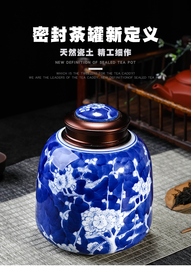 Jingdezhen ceramics hand - made porcelain tea pot seal tank storage tanks tea set small half jins moistureproof household