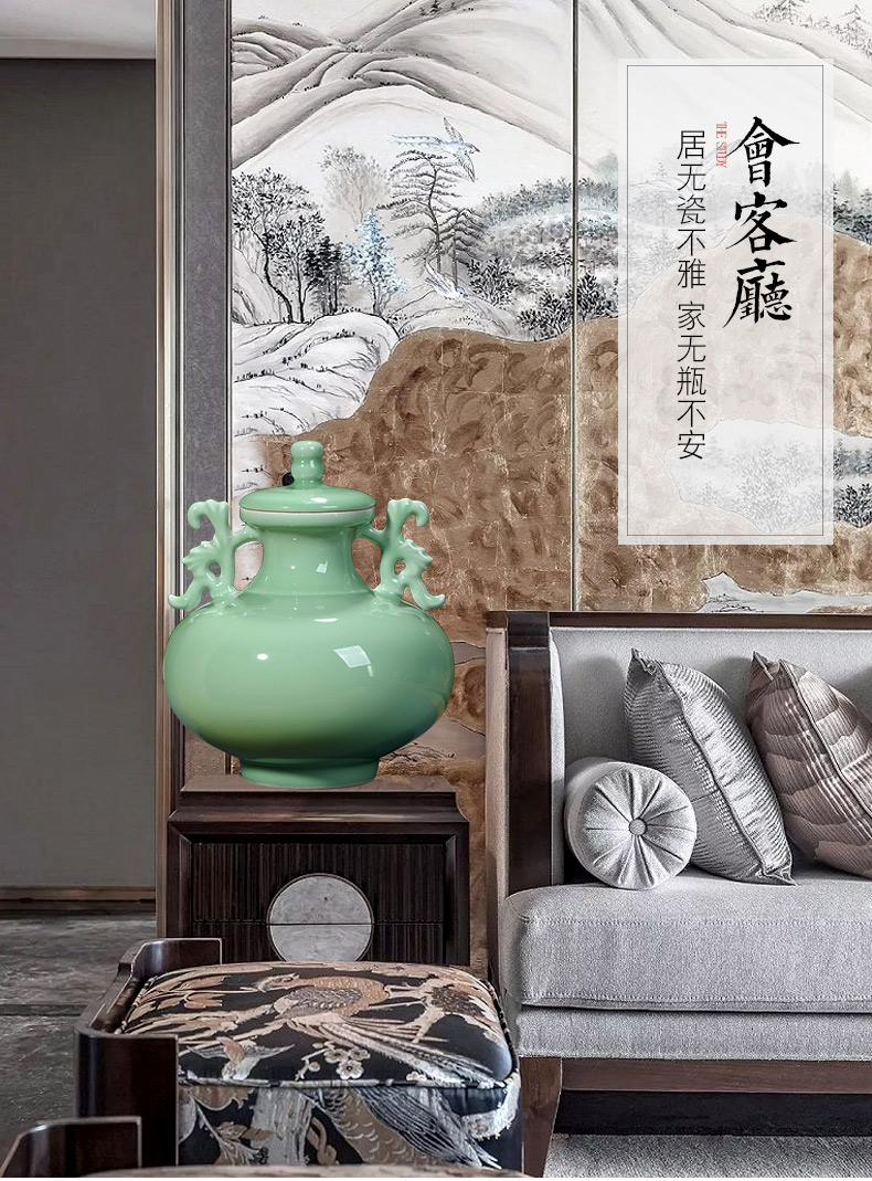 Jingdezhen ceramics imitation yongzheng ears live storage tank Chinese style restoring ancient ways is rich ancient frame sitting room adornment is placed