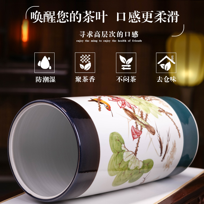 Jingdezhen ceramics large tea pot tea cake wake receives heavy large barrel household with cover storage tank