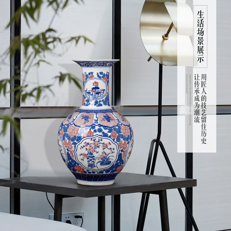 Antique vase of blue and white porcelain of jingdezhen ceramics furnishing articles flower arranging large sitting room TV ark, of Chinese style household decoration