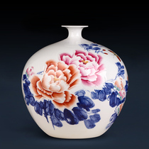 Jingdezhen ceramic designer hand-painted peony pomegranate vase Chinese living room home decoration porch wine cabinet ornaments