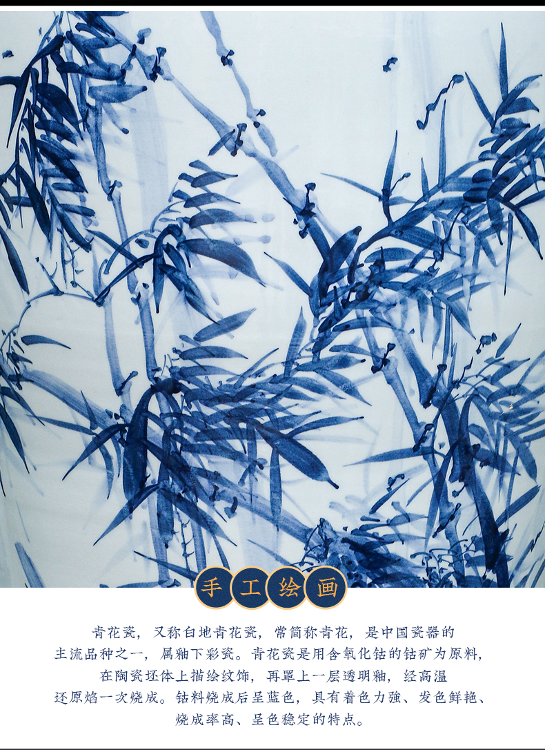 Jingdezhen ceramic hand - made large blue and white porcelain vase by patterns of new Chinese style furnishing articles to heavy large living room