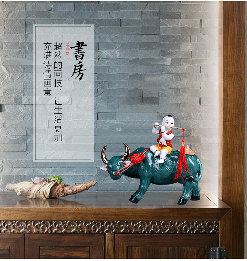 Jingdezhen ceramics cowboy ride to feng shui furnishing articles of modern Chinese style household wine TV ark, sitting room adornment