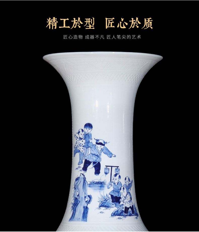 Jingdezhen ceramics antique hand - made the ancient philosophers figure of large blue and white porcelain vase king sitting room villa furnishing articles