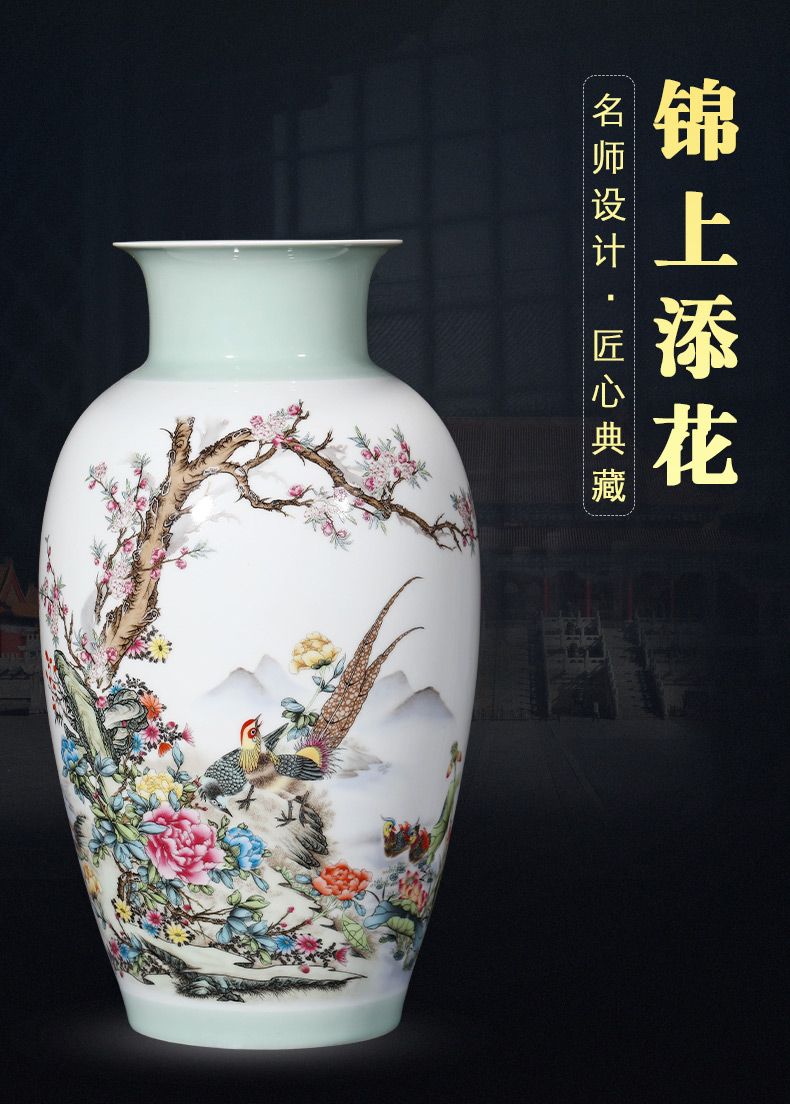 Jingdezhen ceramic vase furnishing articles sitting room flower arranging famous famille rose porcelain TV ark, of Chinese style household ornaments