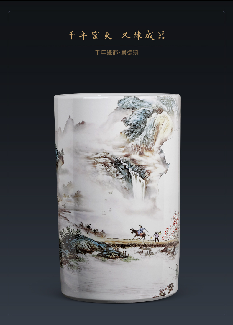 Jingdezhen ceramic painting and calligraphy cylinder Chinese calligraphy and painting scroll cylinder cylinder study to receive a large sitting room ground adornment furnishing articles