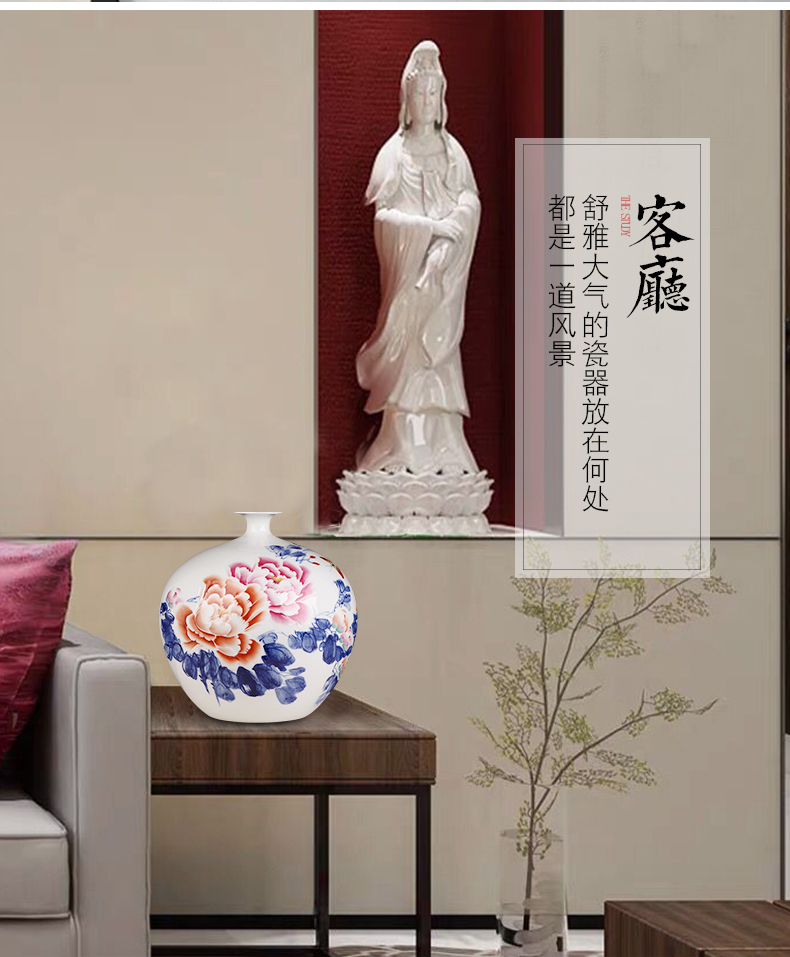 Jingdezhen ceramics masters hand made peony pomegranate vase Chinese style household adornment sitting room porch ark, furnishing articles