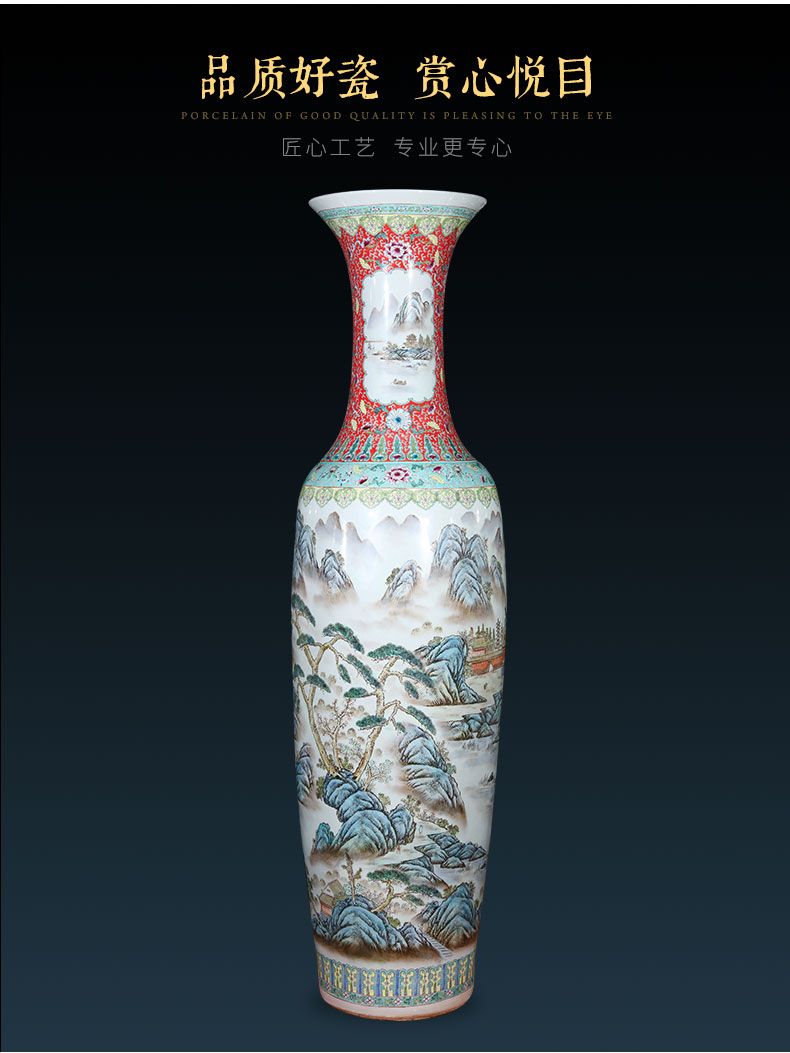 Jingdezhen ceramics hand - made pastel landscapes of large vases, Chinese style living room TV ark adornment furnishing articles
