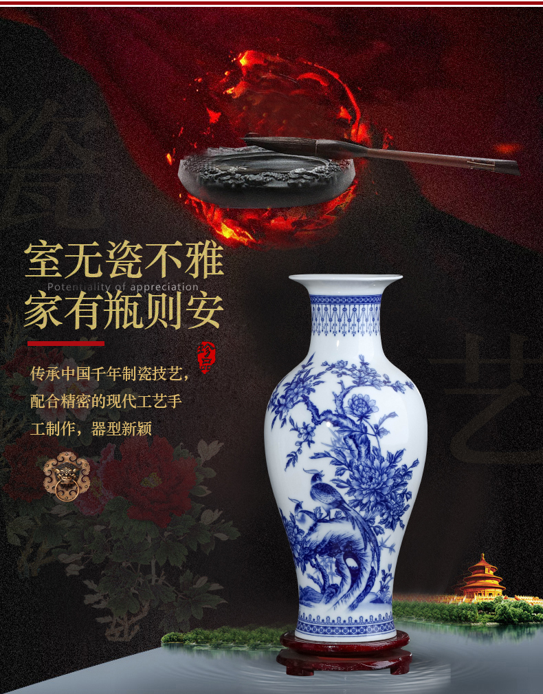 Jingdezhen ceramics of antique Chinese blue and white porcelain vase flower arranging home sitting room TV ark, wine decorative furnishing articles