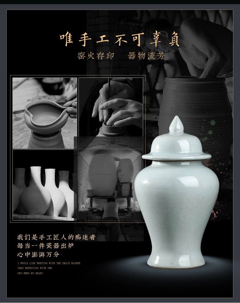 Blue and white porcelain of jingdezhen ceramics general tank furnishing articles large storage tank Chinese sitting room porch home decoration