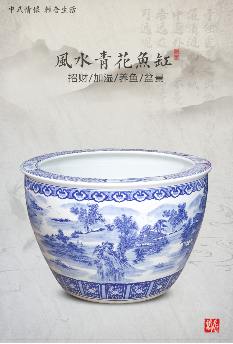 Jingdezhen ceramics hand - made porcelain basin of the ground 1 m goldfish bowl aquarium water lily oversized large living room