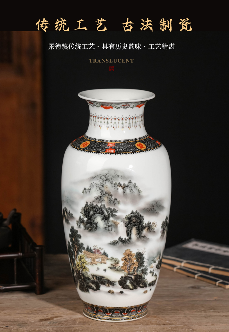 Jingdezhen ceramic vase furnishing articles sitting room flower arranging new Chinese TV ark, dried flower porcelain decoration household act the role ofing is tasted