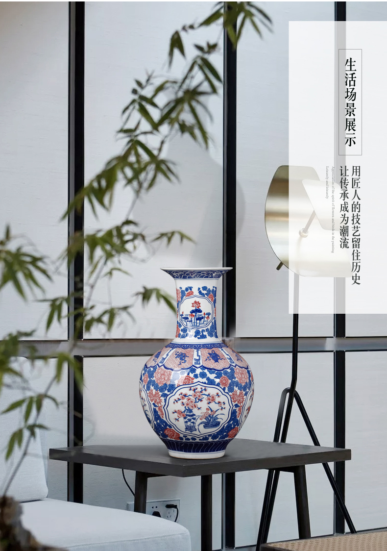 Antique vase of blue and white porcelain of jingdezhen ceramics furnishing articles flower arranging large sitting room TV ark, of Chinese style household decoration