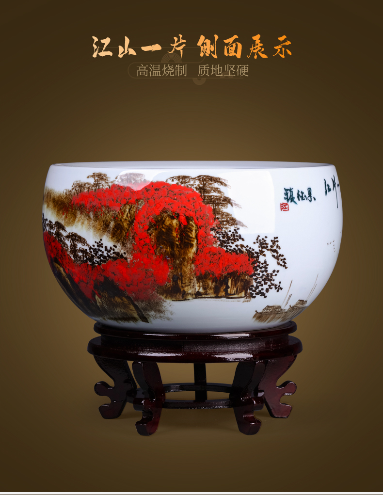 Jingdezhen ceramic aquarium large fish basin bowl lotus lotus lotus tortoise cylinder sitting room feng shui goldfish bowl