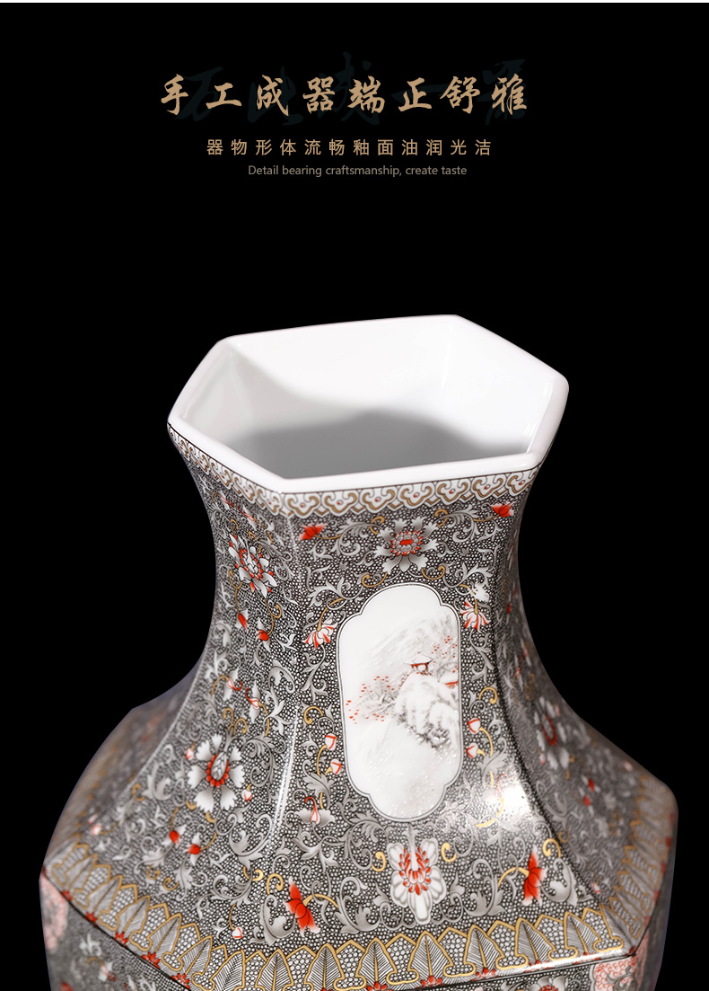 Jingdezhen ceramic floret bottle furnishing articles sitting room flower arranging rich ancient frame of Chinese style restoring ancient ways flower implement household decorative arts and crafts