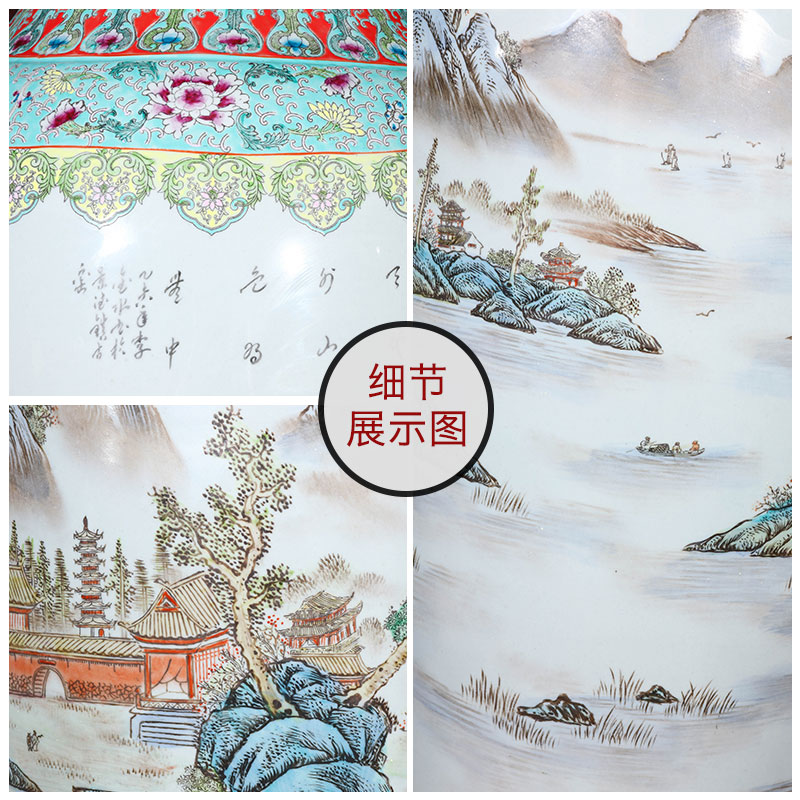 Jingdezhen ceramics hand - made pastel landscapes of large vases, Chinese style living room TV ark adornment furnishing articles