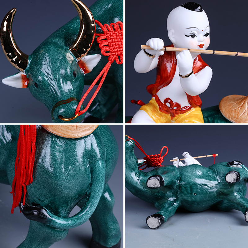 Jingdezhen ceramics cowboy ride to feng shui furnishing articles of modern Chinese style household wine TV ark, sitting room adornment