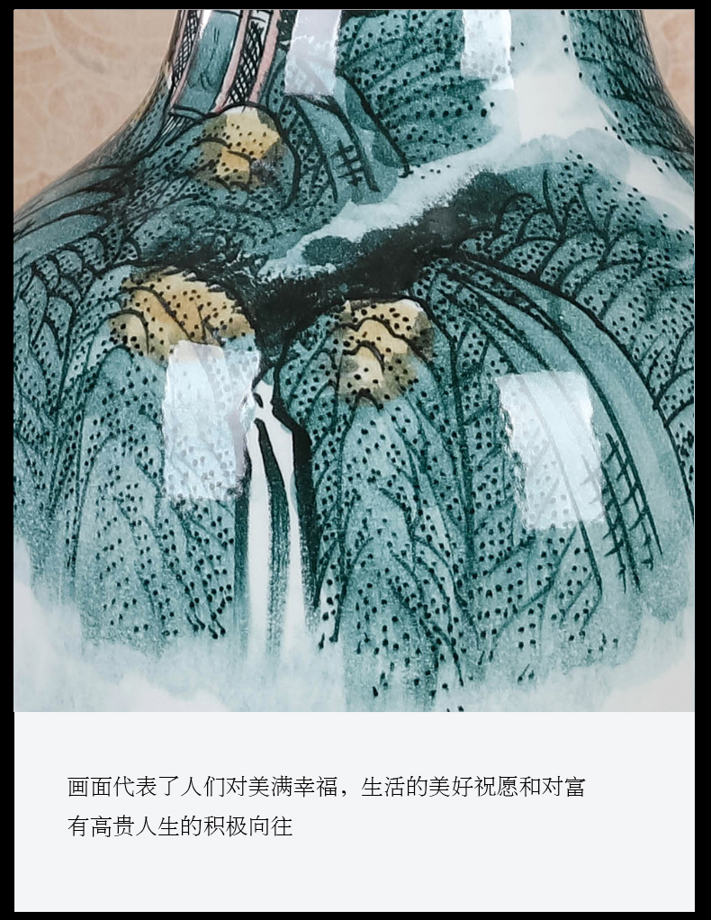 Jingdezhen ceramic hand - made of large Chinese blue and white porcelain vase hotel decoration office furnishing articles large living room