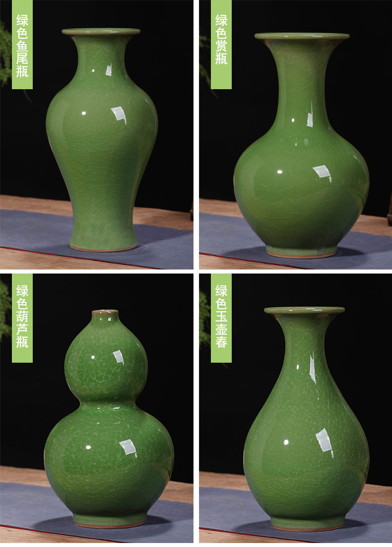 Jingdezhen ceramics vase furnishing articles guanyao archaize sitting room flower arranging new Chinese style household adornment TV ark