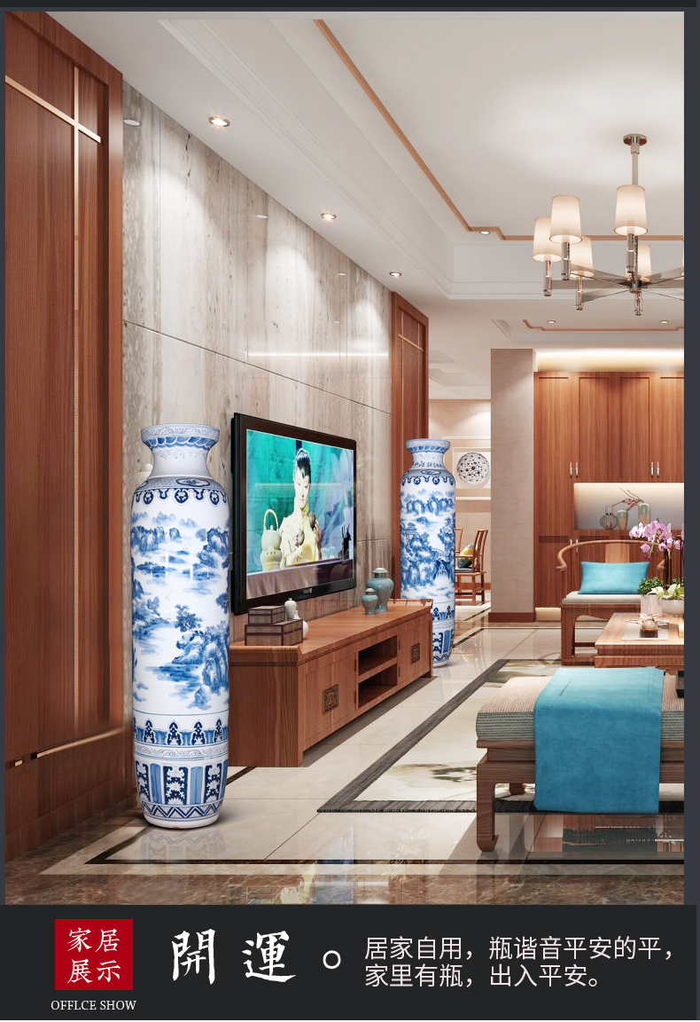Jingdezhen ceramics hand - made of blue and white porcelain vase splendid sunvo landing big villa hotel lobby hall outside