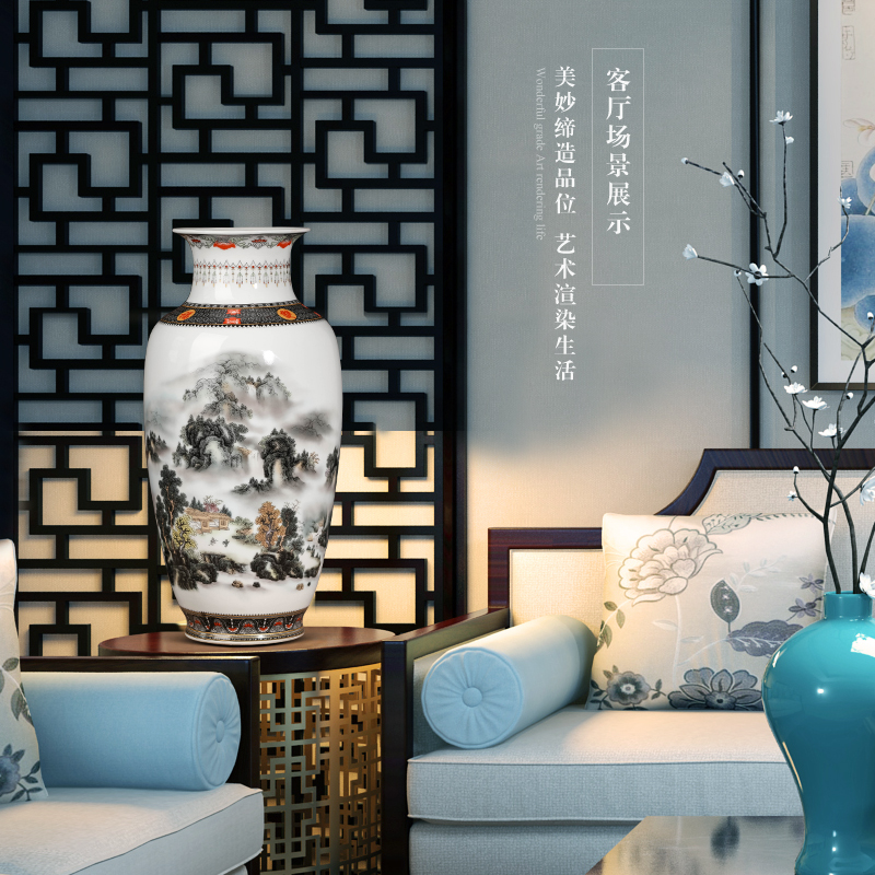 Jingdezhen ceramic vase furnishing articles sitting room flower arranging new Chinese TV ark, dried flower porcelain decoration household act the role ofing is tasted
