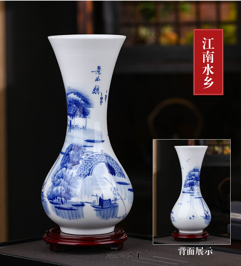 Jingdezhen ceramic hand - made of blue and white porcelain vase furnishing articles dried flower water raise lucky bamboo flower arrangement sitting room home decoration