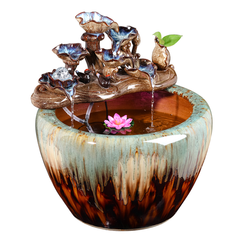 Jingdezhen ceramic goldfish bowl sitting room balcony office furnishing articles water tank to filter the yard cylinder fish bowl