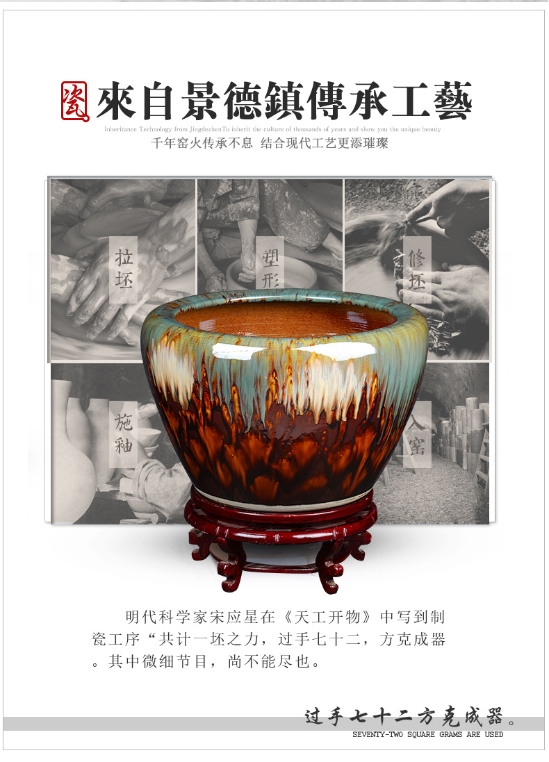 Jingdezhen ceramic goldfish bowl restoring ancient ways is oversized furnishing articles turtle cylinder sitting room balcony bowl lotus lotus lotus basin