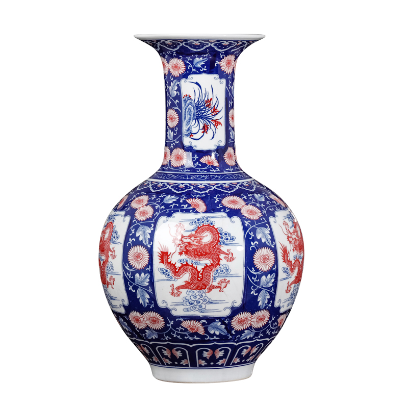 Jingdezhen ceramics imitation GuLongWen Chinese blue and white porcelain vases, flower arrangement sitting room porch home furnishing articles