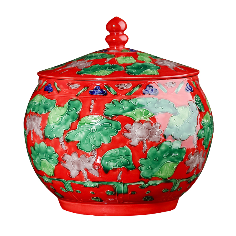 Jingdezhen ceramic checking antique carved mandarin duck storage tank caddy fixings classical household ornaments crafts